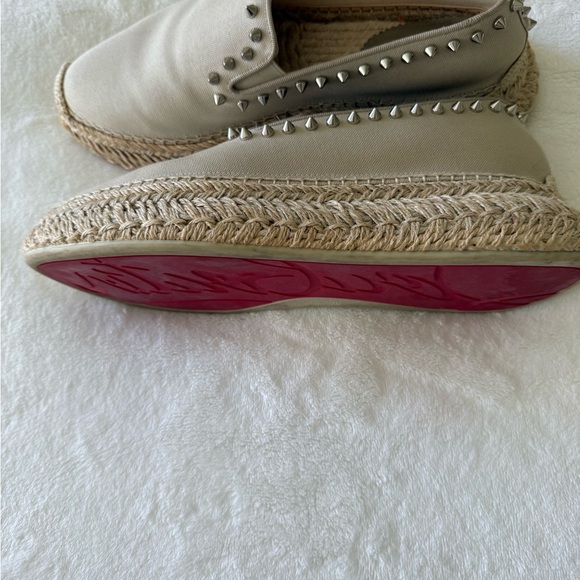 Christian Louboutin Spike Beige Espaboat Espadrilles Flat Shoes size 40 - Picture 11 of 14